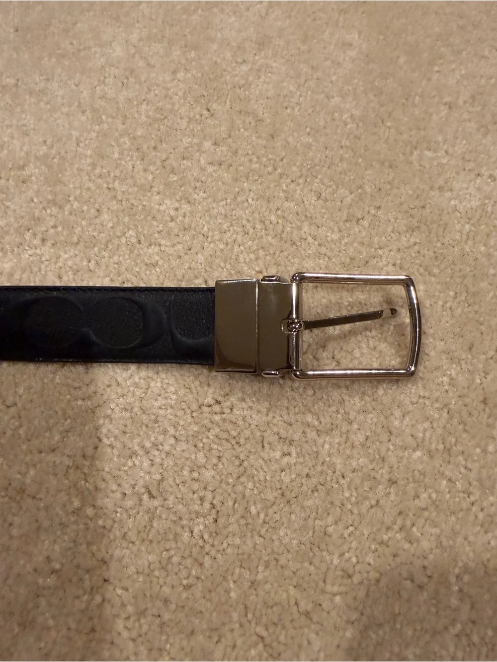 Coach Black Leather Belt with Silver-Tone Buckle